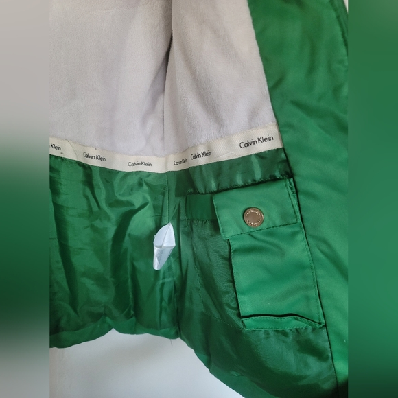 Calvin Klein Bright Green Puffer Jacket Size Small with removable hoodie - Picture 5 of 11